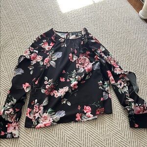 Saks Fifth Avenue Black Floral Blouse